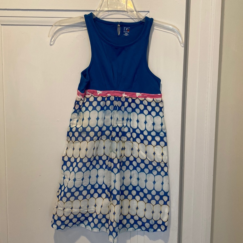 Gap kids sleeveless dress; sz 8; blue pattern; ex condition
